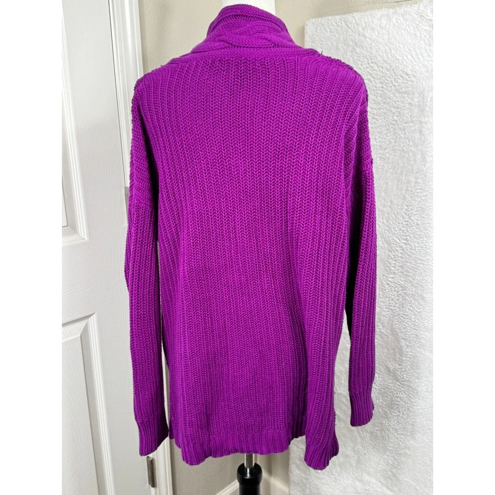 Lauren Ralph Lauren Women's L Purple‎ Cotton Knit Shawl Collar Pullover Sweater